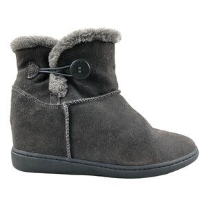 SKCH+3 by Skechers Women's Size 8.5 Cozy Up Grey Suede Wedge Ankle Boots 48106